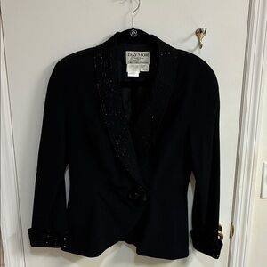 Daymor Couture Black Women's Blazer with Beaded Trim Sz 8